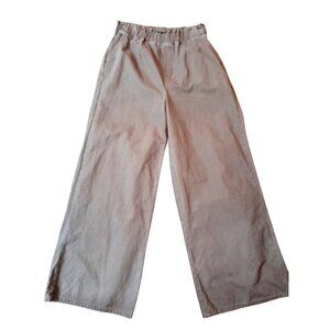 Retro Womens Wide Leg High Rise Relax Grunge Paper Bag Pants Pockets Brown XL